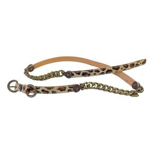 J. Crew Women’s Small cow leather leopard print & brass colored chain link belt.